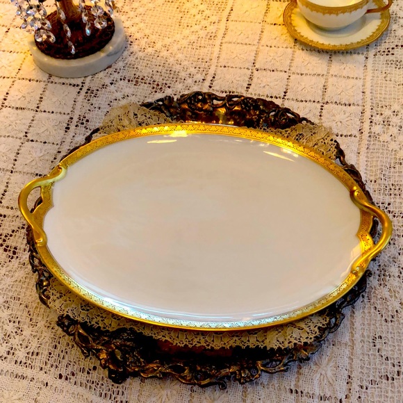 Limoges Other - EUC- Uber Rare GDA France Haviland Limoges Calvados Double Handle Petite Platter
